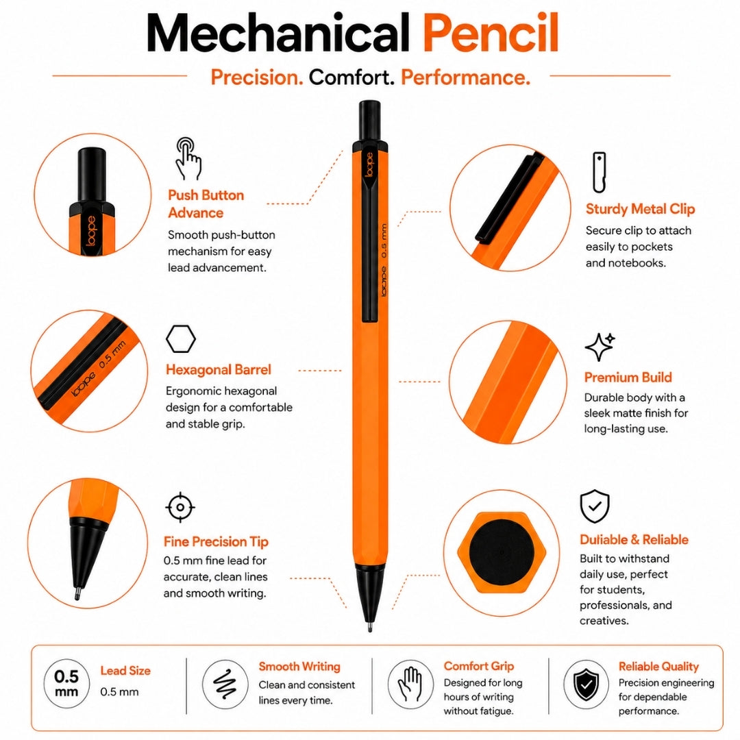 Loope Mechanical Pencil - 0.5mm- Orange | Loope | ST0068445