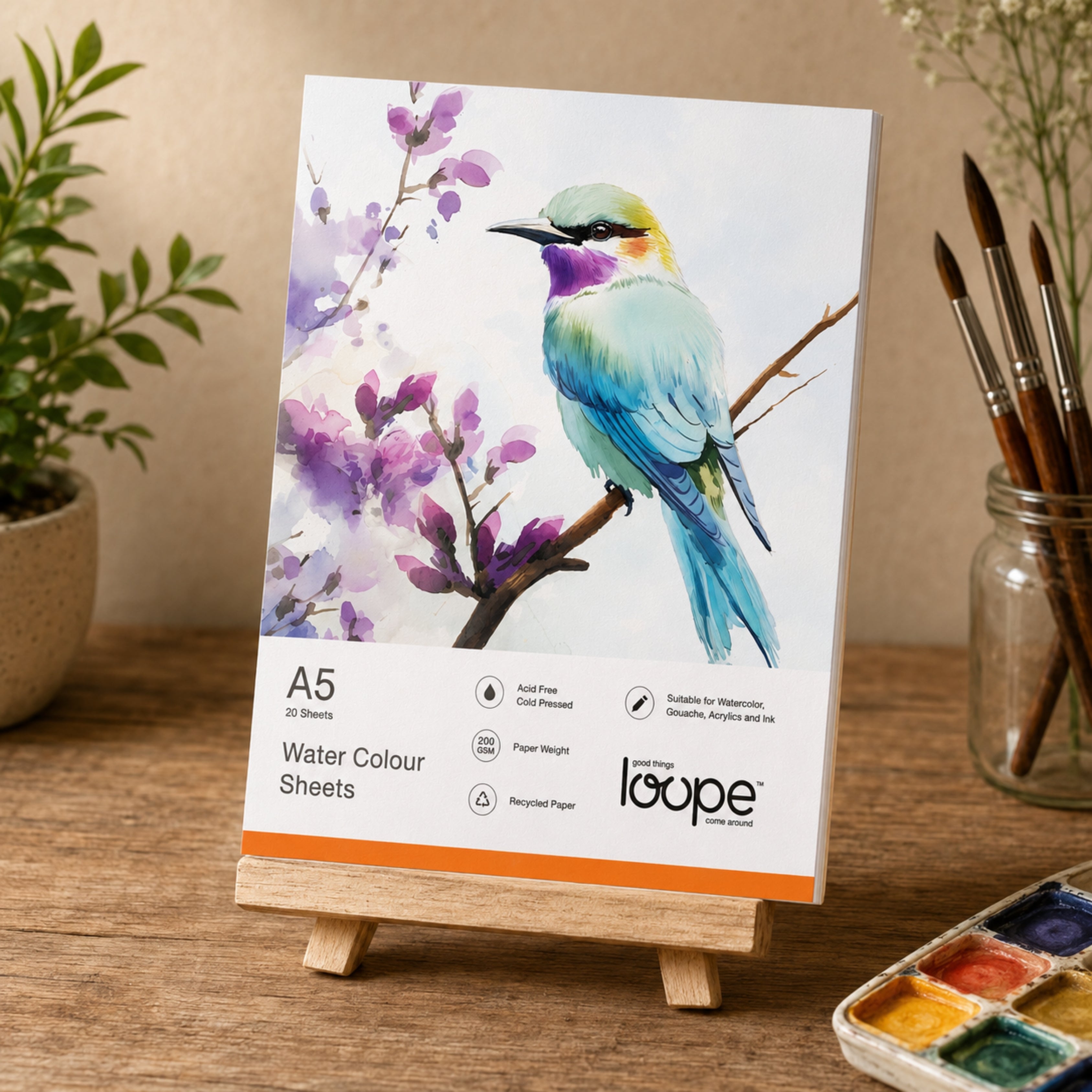 Loope A5 Watercolor Paper Sheets  20 Pack, 200 Gsm, EcoFriendly | Loope | ST0067084