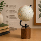 Loope Cylinder Globe Wooden Base