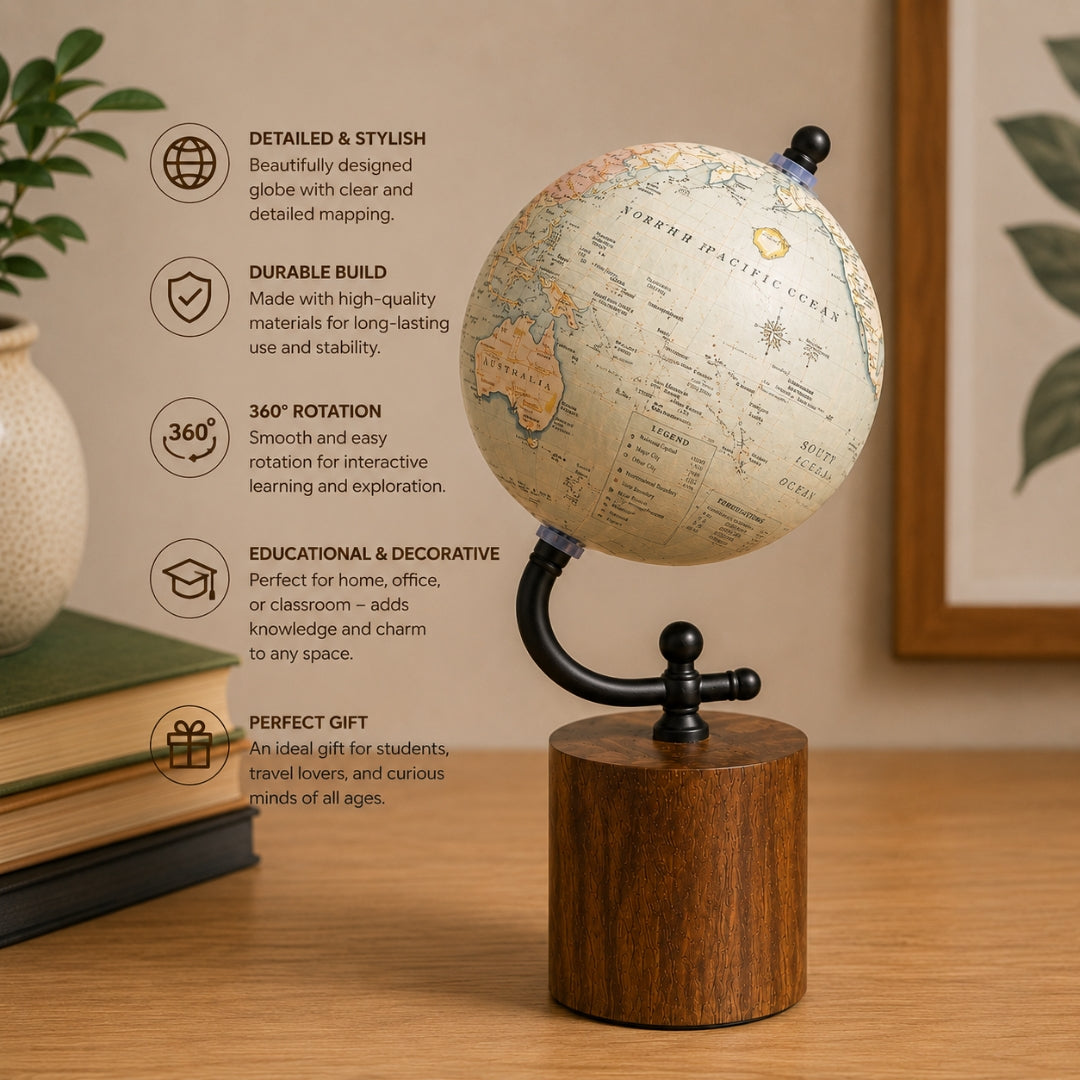 Loope Cylinder Globe Wooden Base | Loope | GI0014230