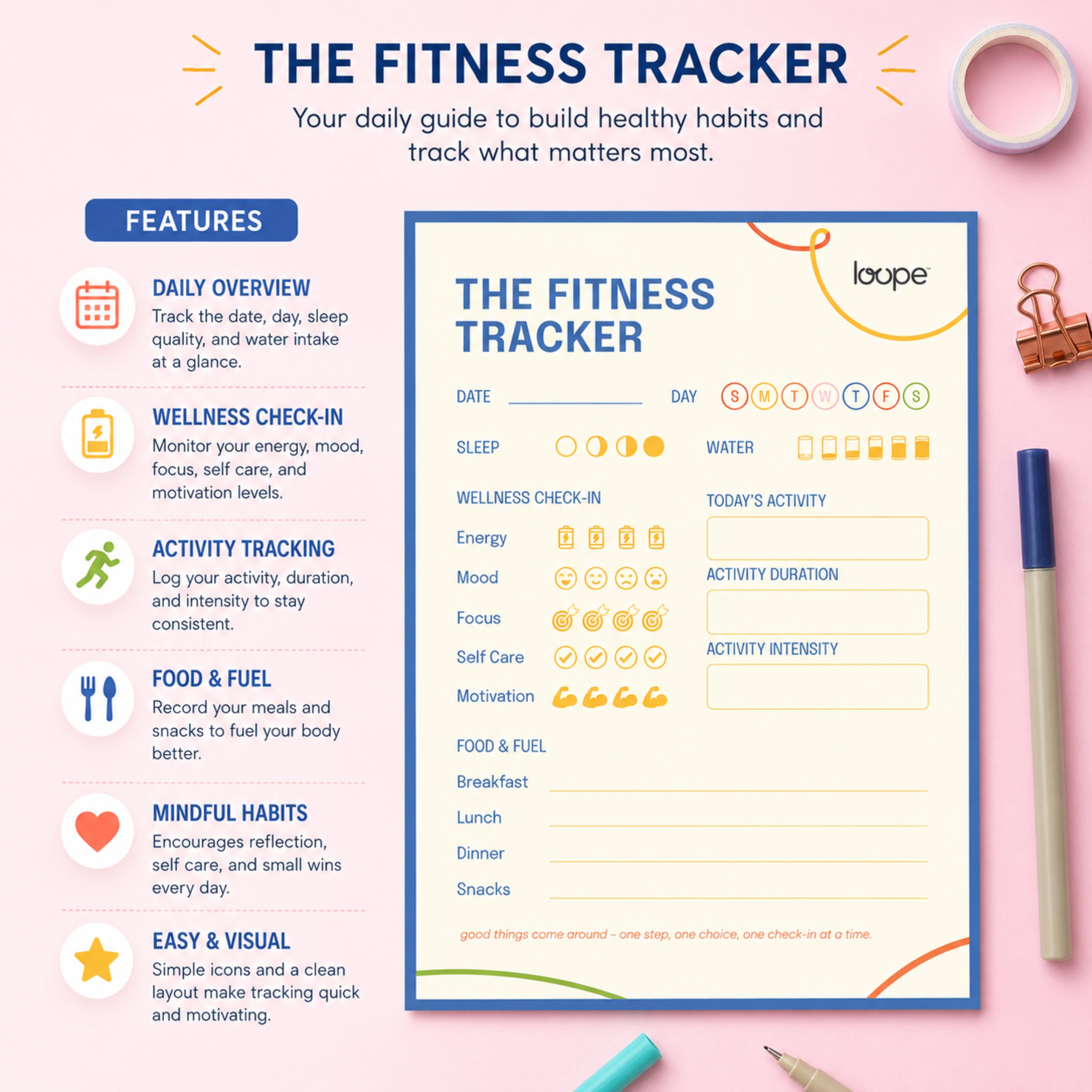 Loope Daily Fitness Planner | Loope | ST0069040