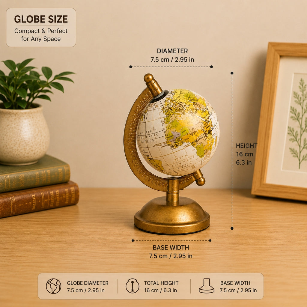 Classic Loope Voyager World Globe With Gold Meridian
