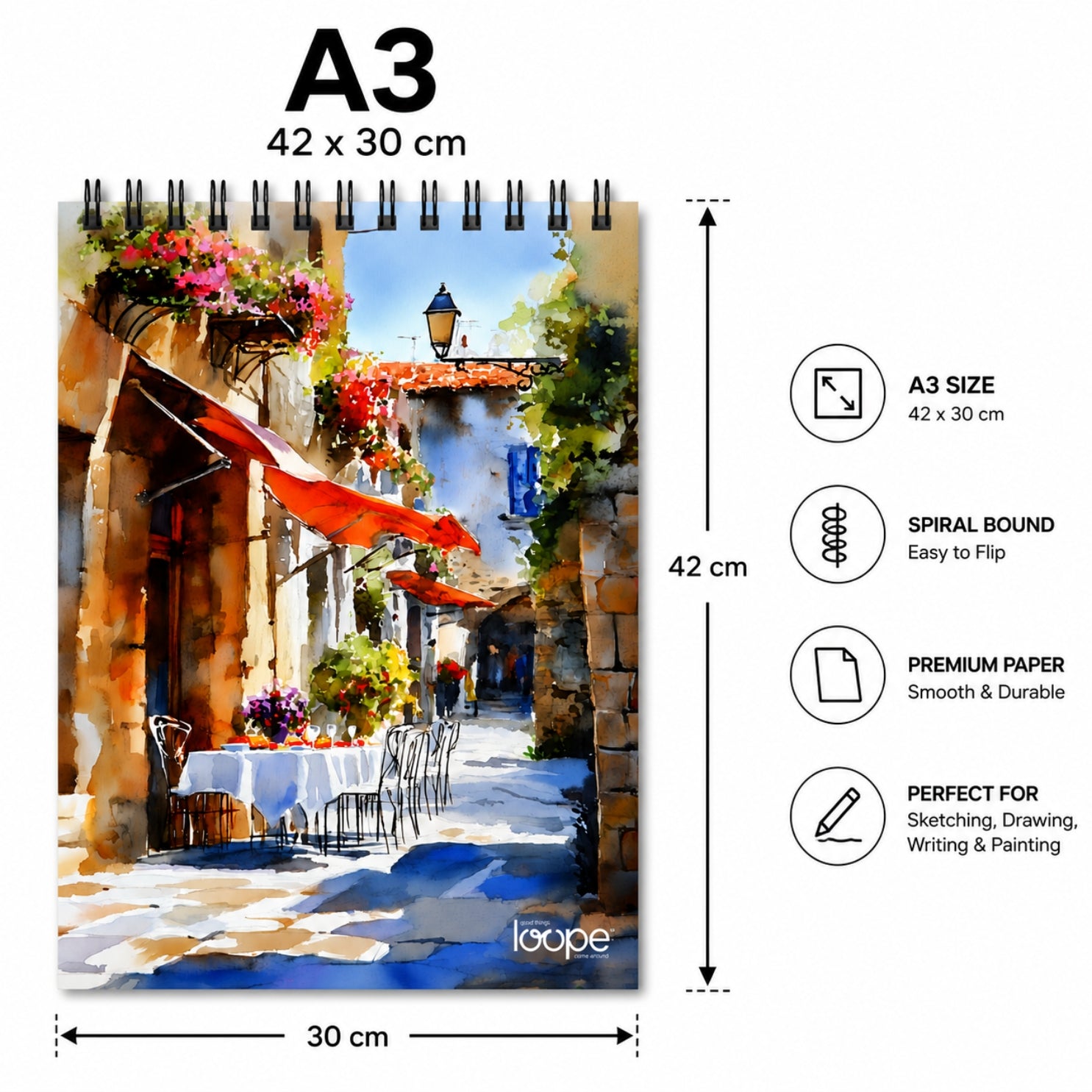 Loope A3 Sketch Pad - Europe Street | Loope | ST0068776