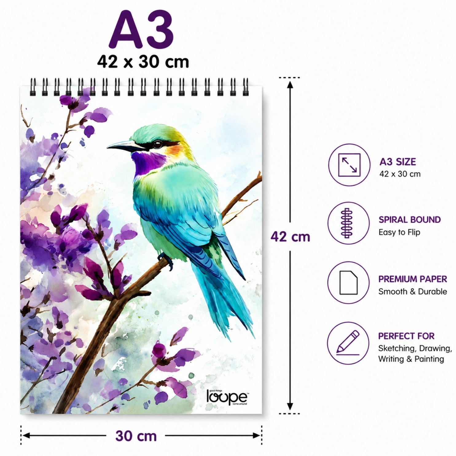 Loope A3 Sketch Pad - Bird | Loope | ST0068777