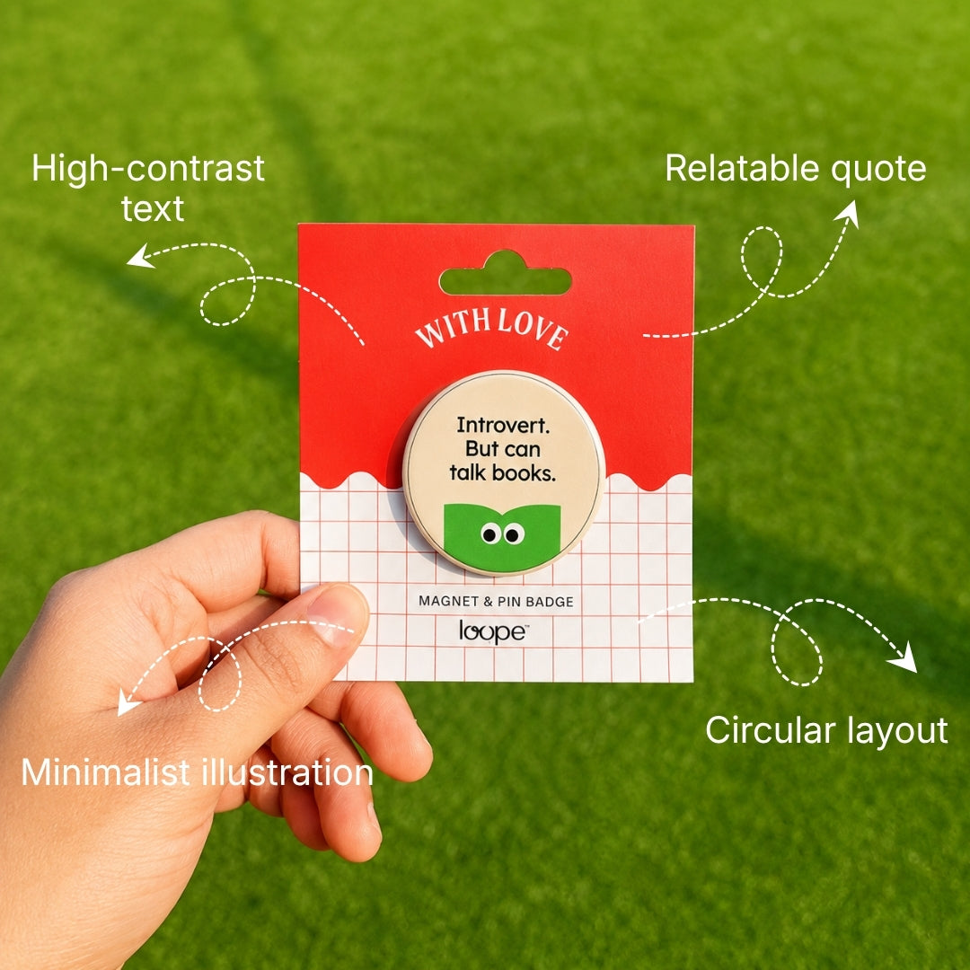 Loope Introvert But Can Talk Books Badge | Loope | GI0012187