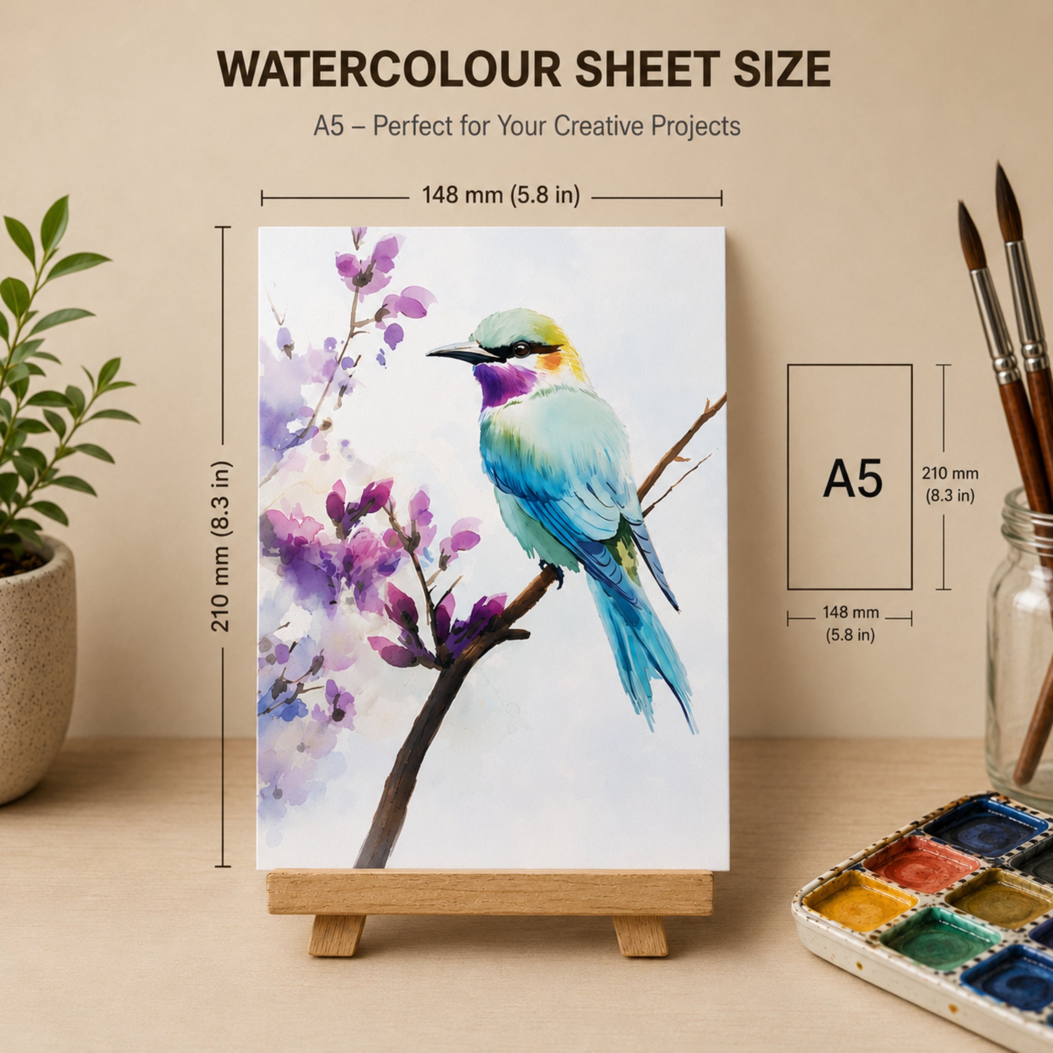 Loope A5 Watercolor Paper Sheets  20 Pack, 200 Gsm, EcoFriendly | Loope | ST0067084