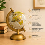 Classic Loope Voyager World Globe With Gold Meridian