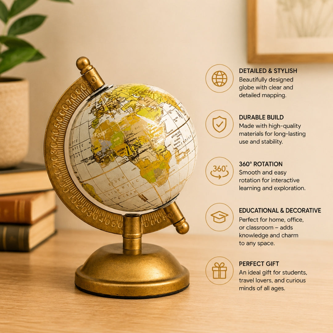 Classic Loope Voyager World Globe With Gold Meridian | Loope | GI0013891