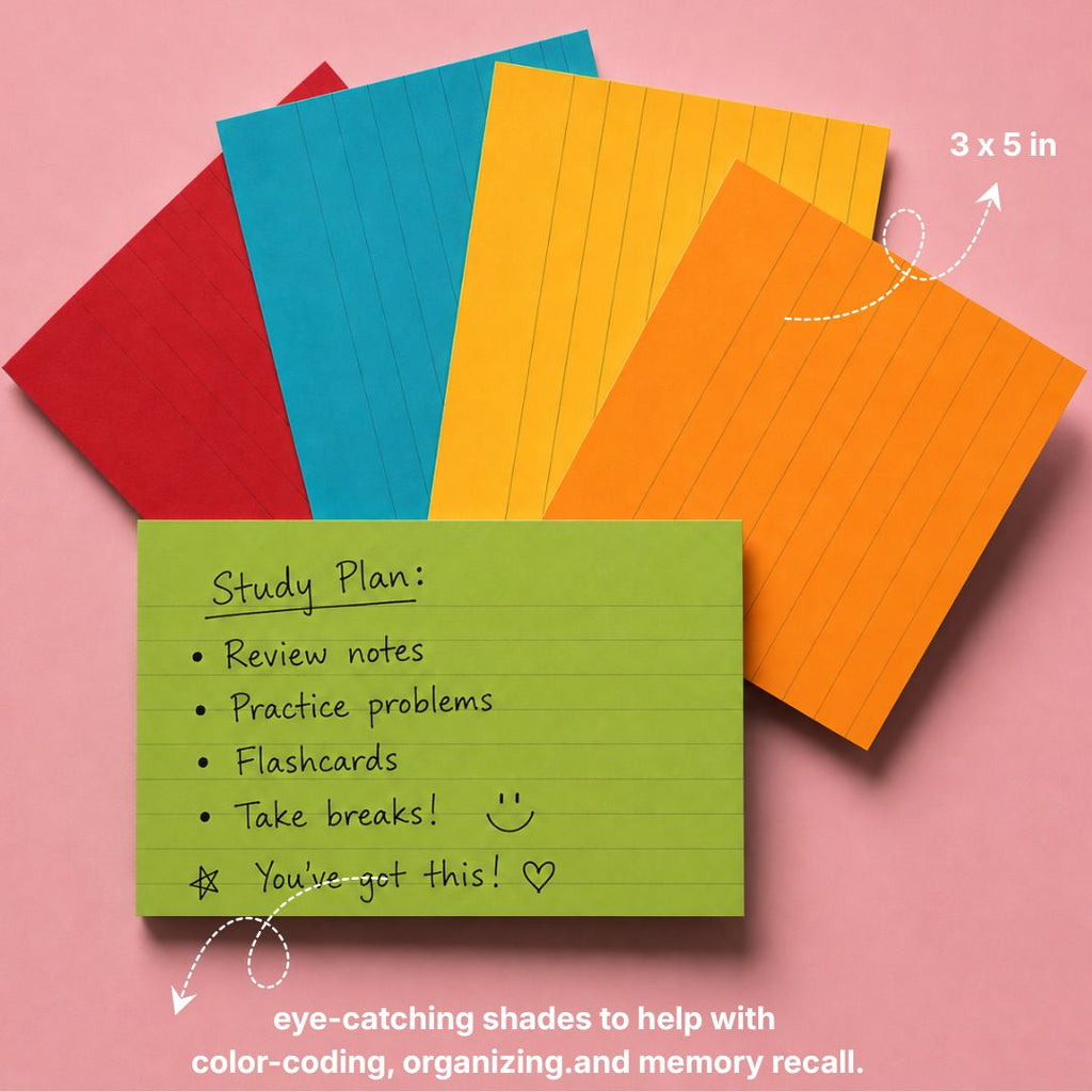 Loope Index Cards Asst Color - Ruled