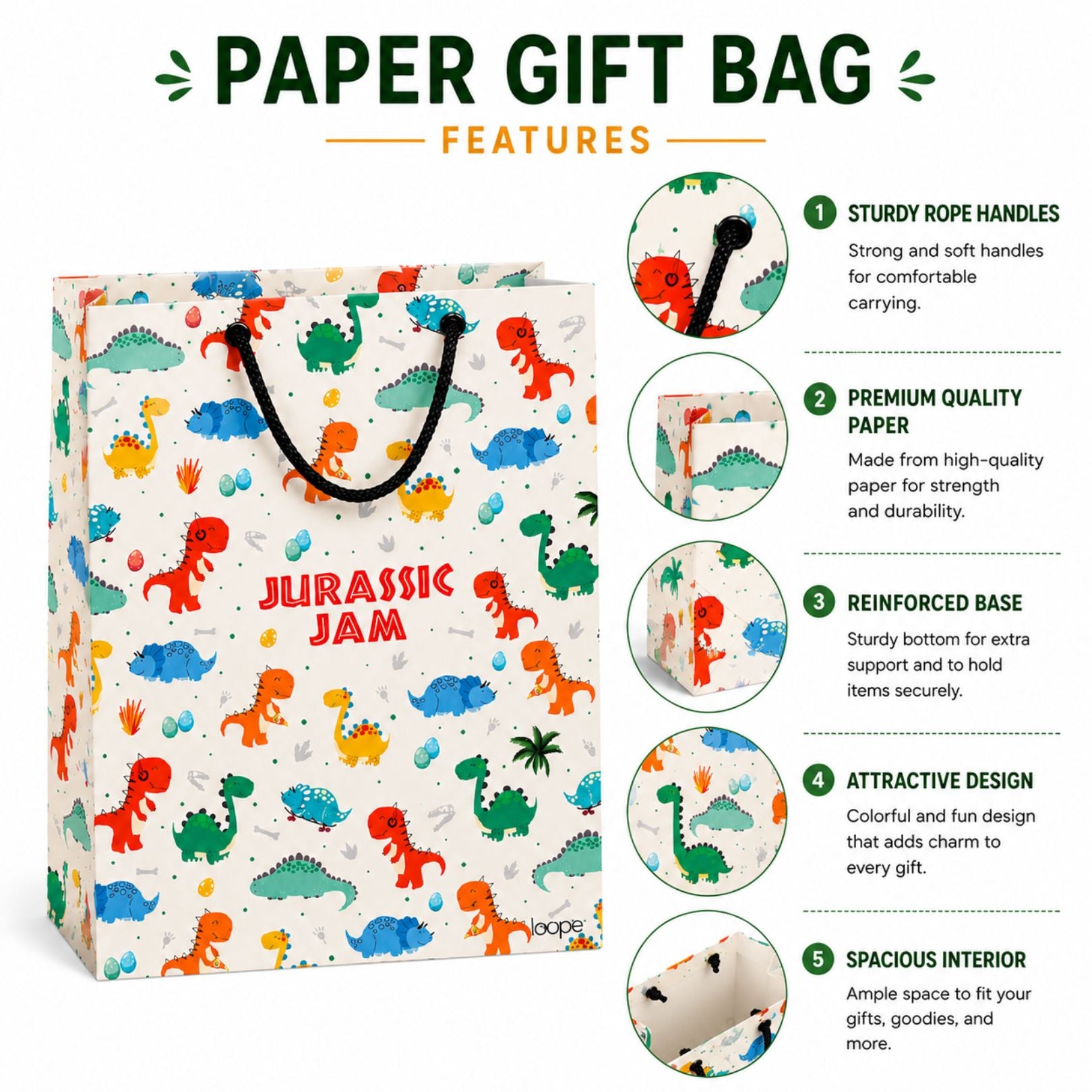 Loope Gift Bag Medium - Dinosaur | Loope | ST0069572