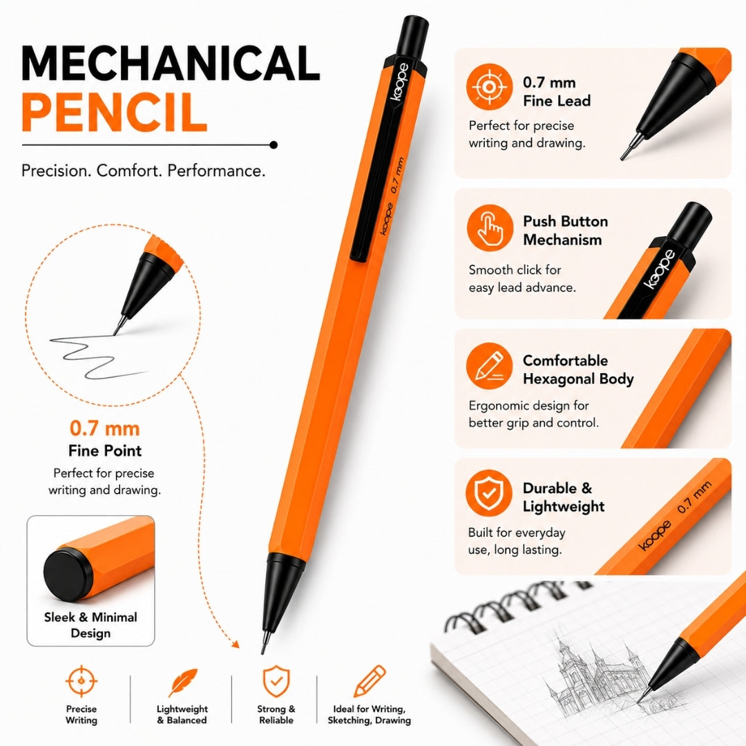 Loope Mechanical Pencil - 0.7mm- Orange | Loope | ST0068436