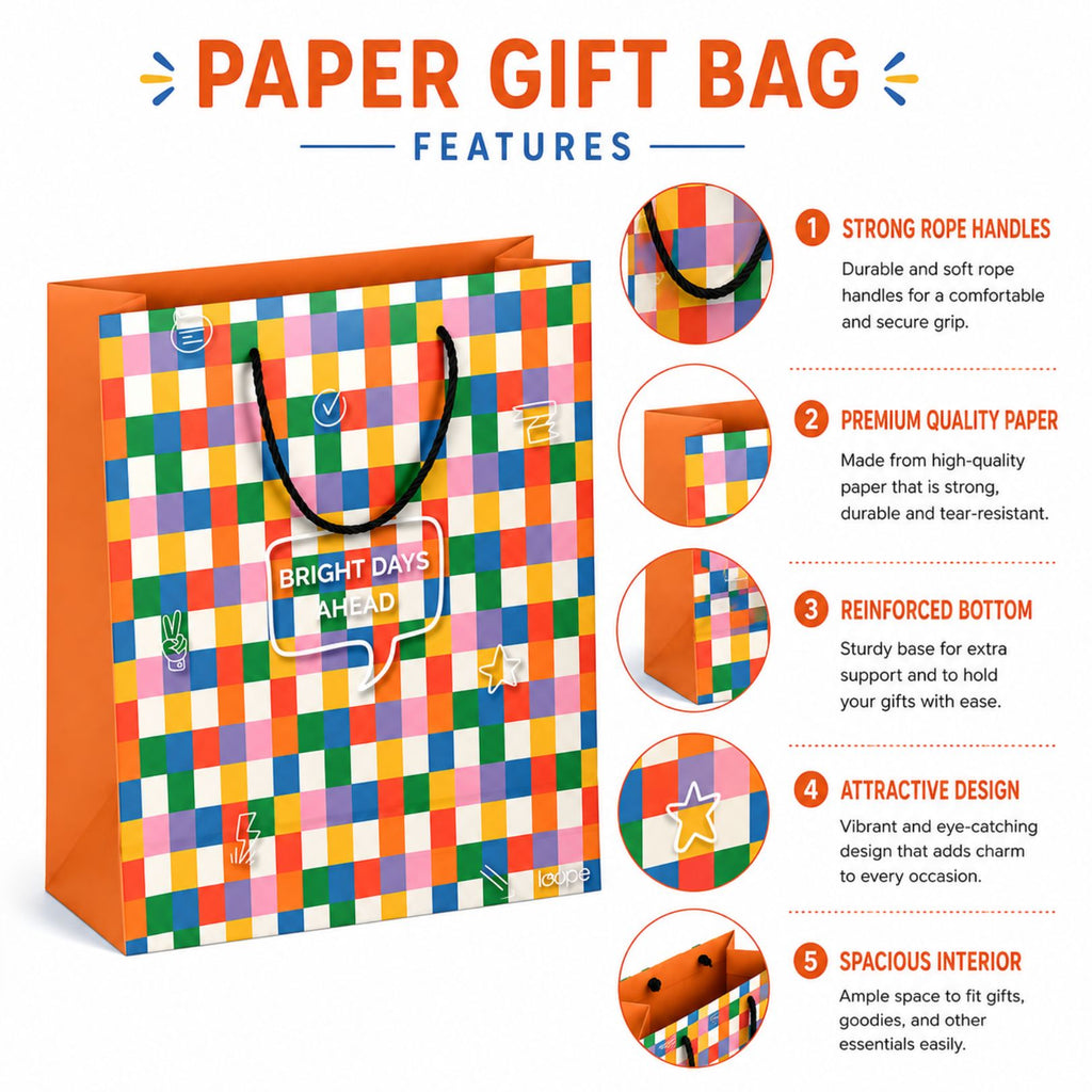 Loope Gift Bag Medium - Geometric Check