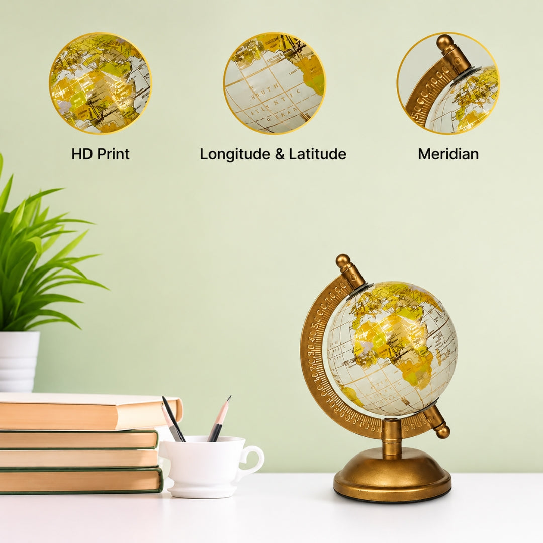 Classic Loope Voyager World Globe With Gold Meridian | Loope | GI0013891
