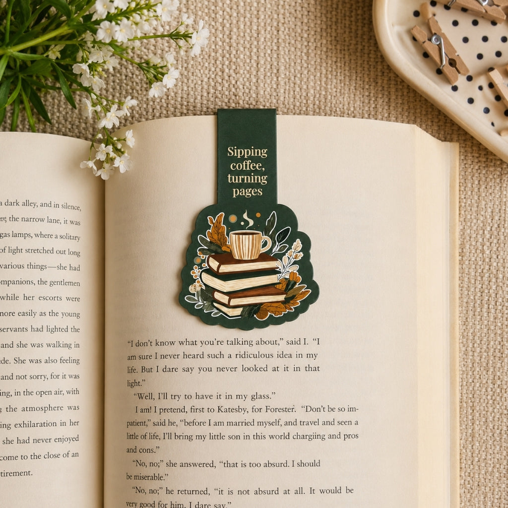 Loope Bookmark - Sipping Coffee , Turning Pages Magnetic