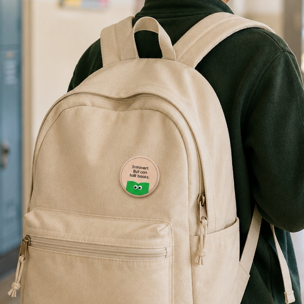 Loope Introvert But Can Talk Books Badge