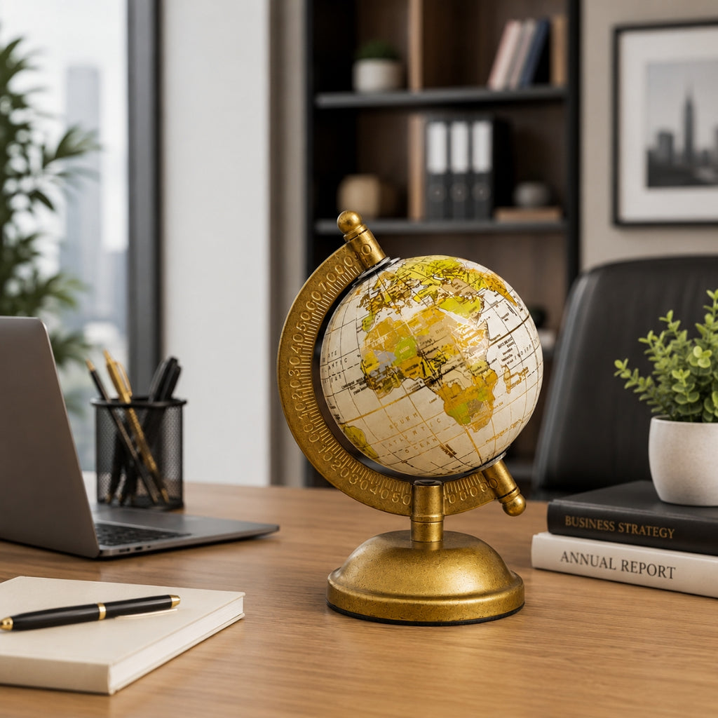 Classic Loope Voyager World Globe With Gold Meridian