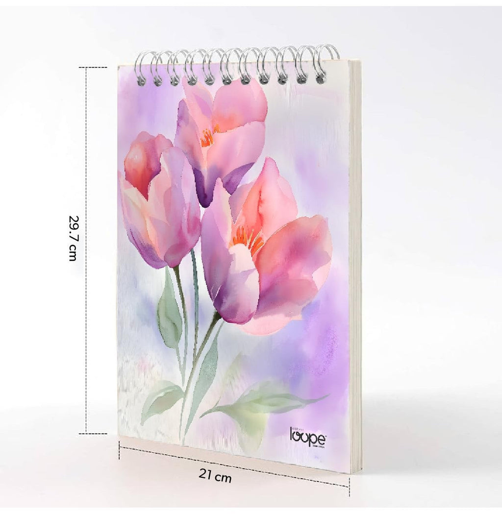 Loope A4 Sketch Pad – 50 Sheets Of Artistic Inspiration With Elegant Floral Cover