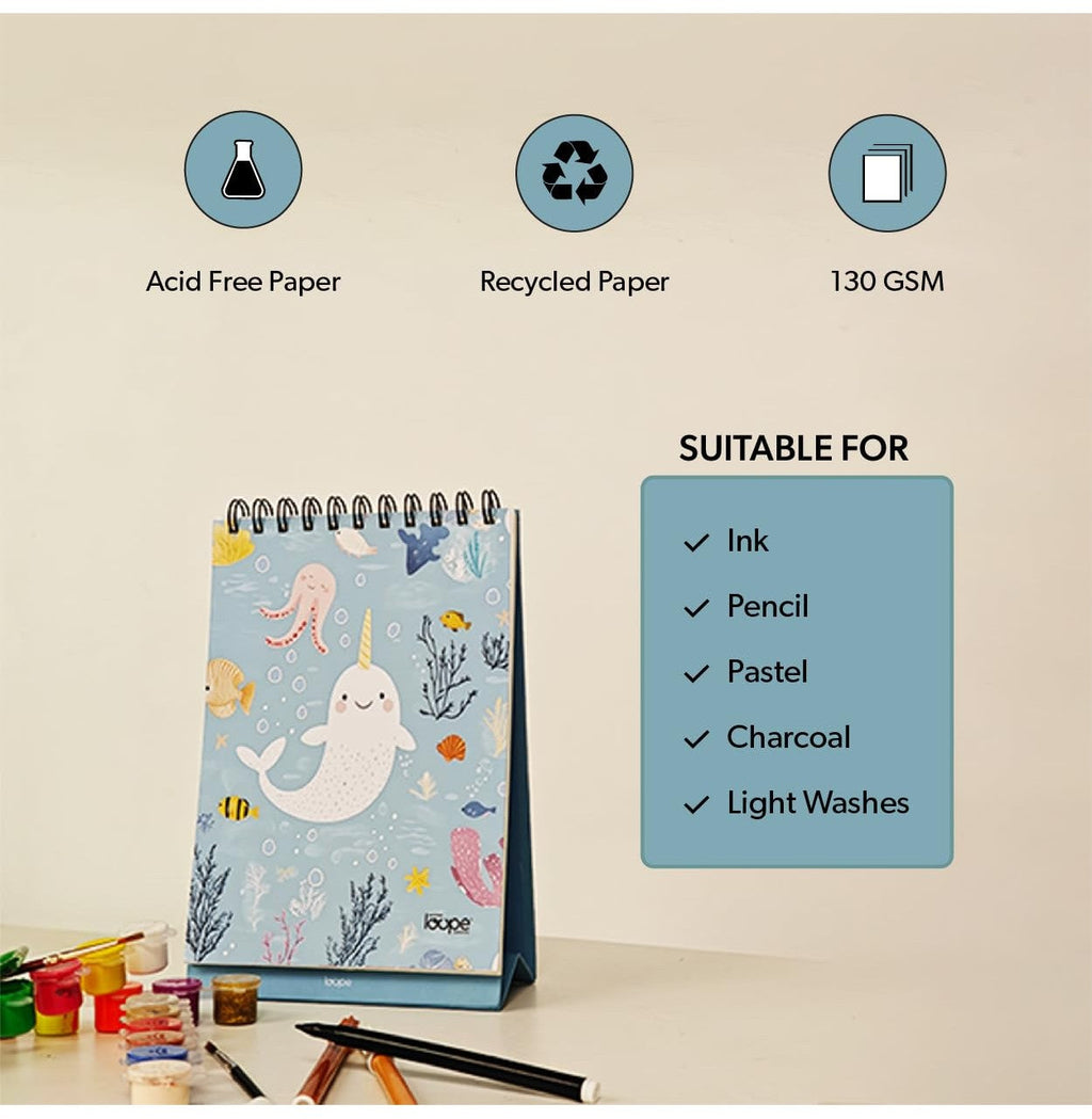 Loope Kids A5  Sketch Pad With BuiltIn Stand - Ocean
