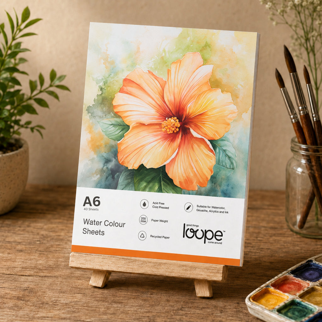 Loope A6 Watercolor Loose Sheets  200 Gsm ColdPress Paper, 30 Sheets