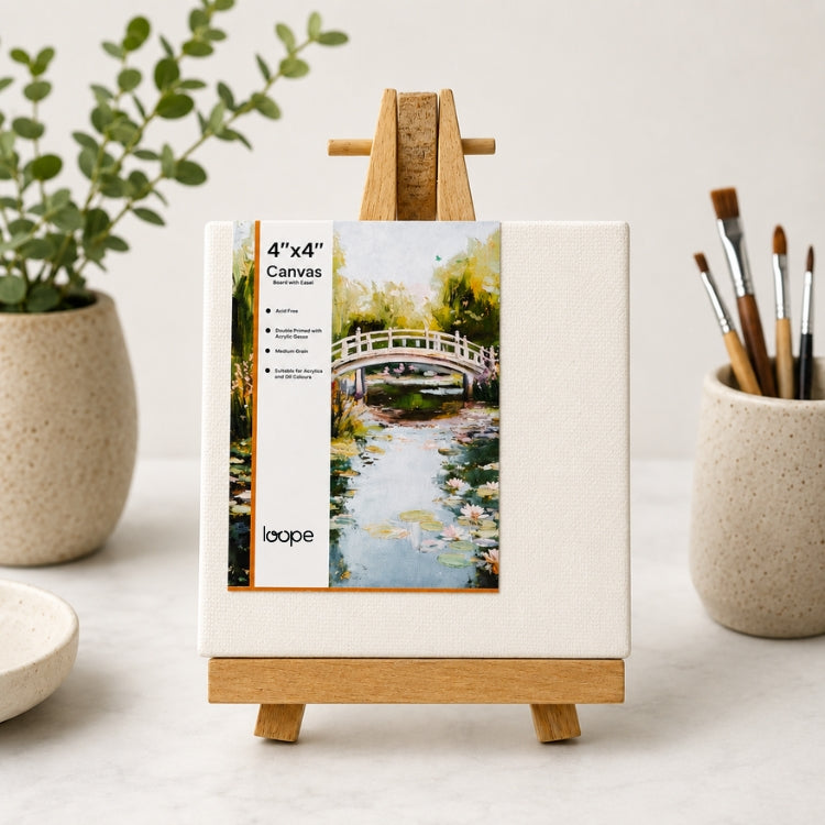 Loope Canvas Board With Easel - 4X4 Inches