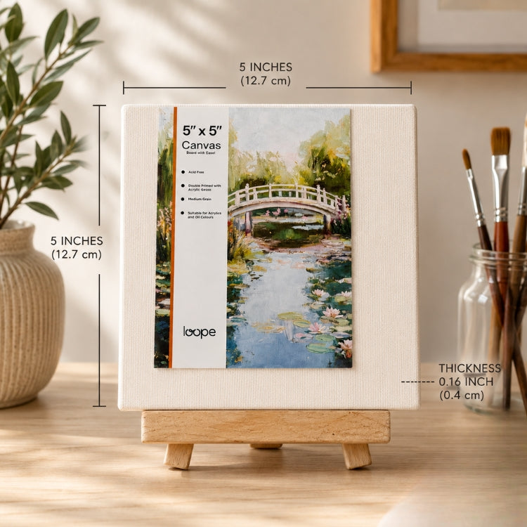 Loope Canvas Board With Easel - 5X5 Inches | Loope | ST0069273