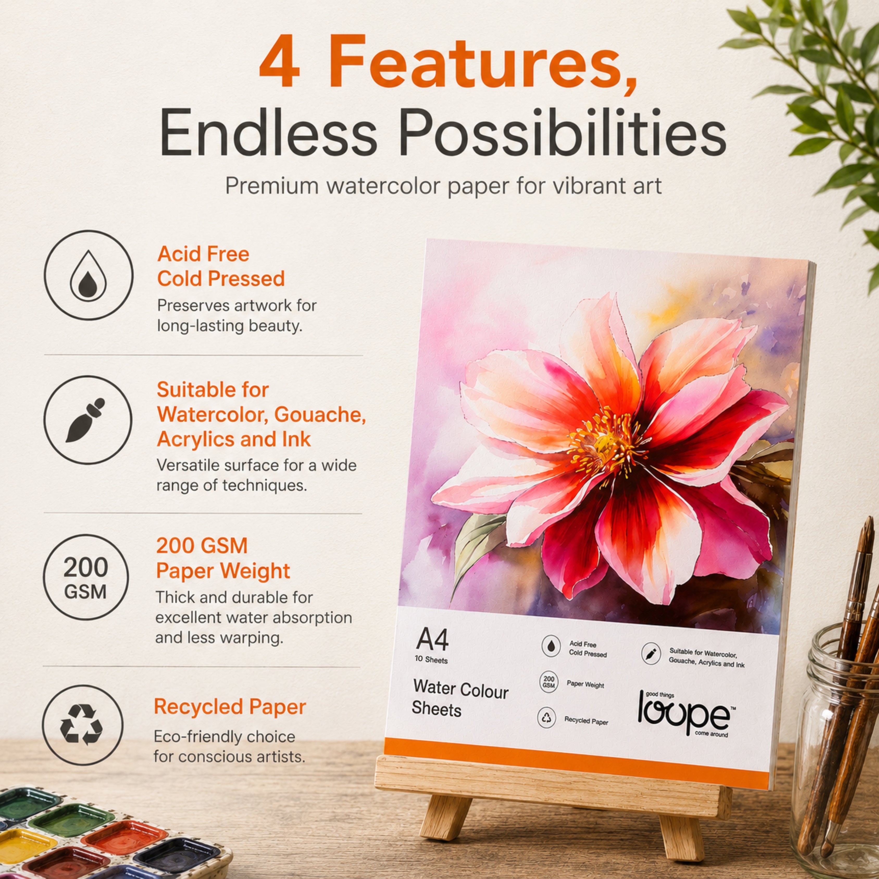 Loope A4 Watercolor Loose Sheets | Loope | ST0067085