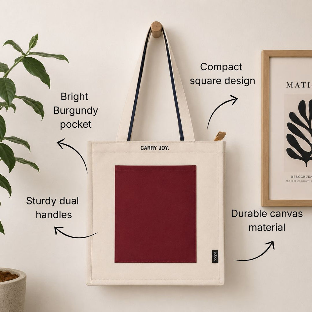 Loope Block Tote Bag - Burgundy