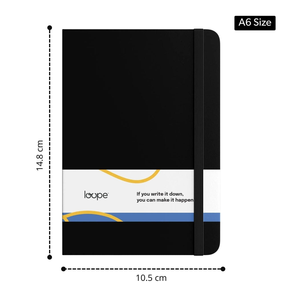 Loope Solid Notebook A6 | Black | 192 Pages | 80 Gsm