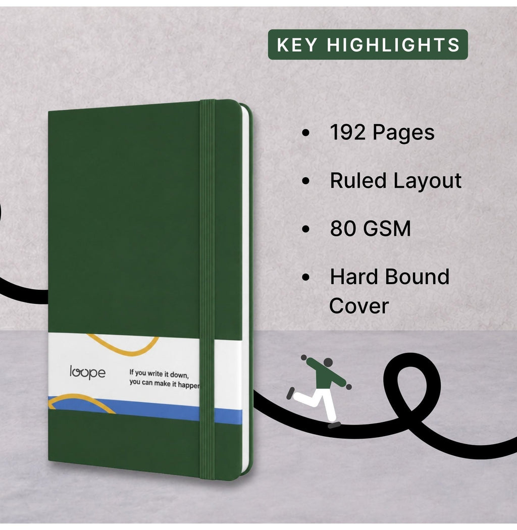Loope Solid Notebook A5 | Green | 192 Pages | 80 Gsm
