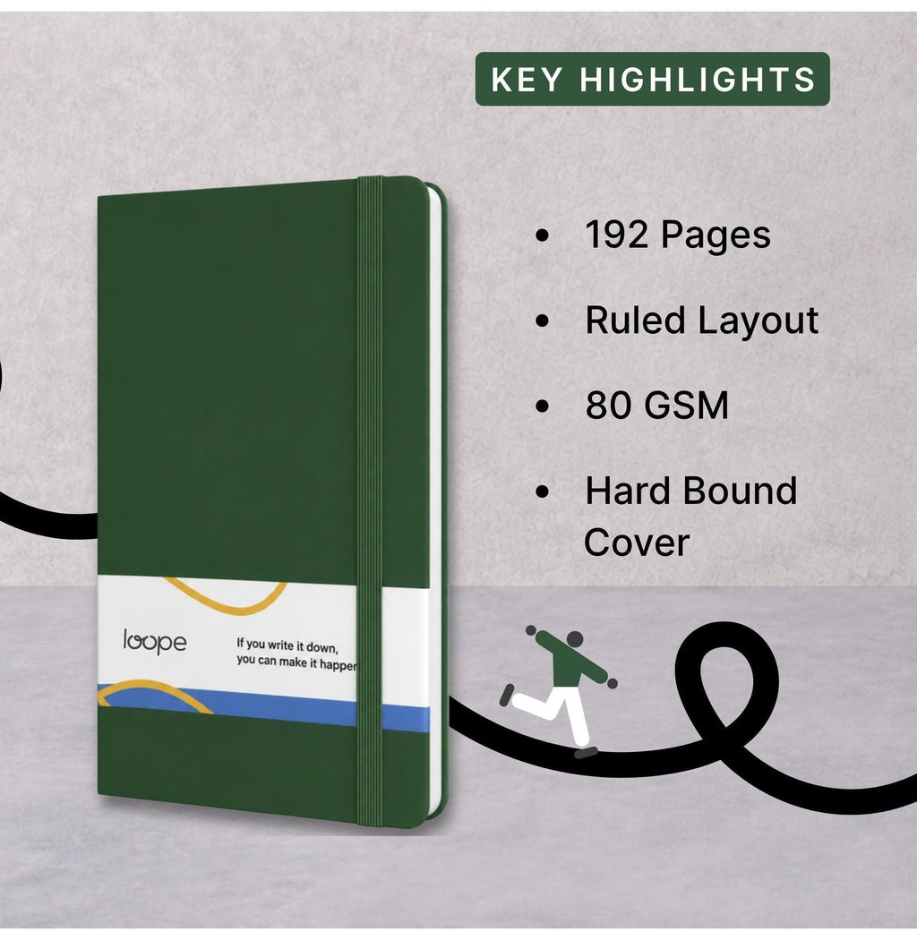 Loope Solid Notebook A6 | Green | 192 Pages | 80 Gsm