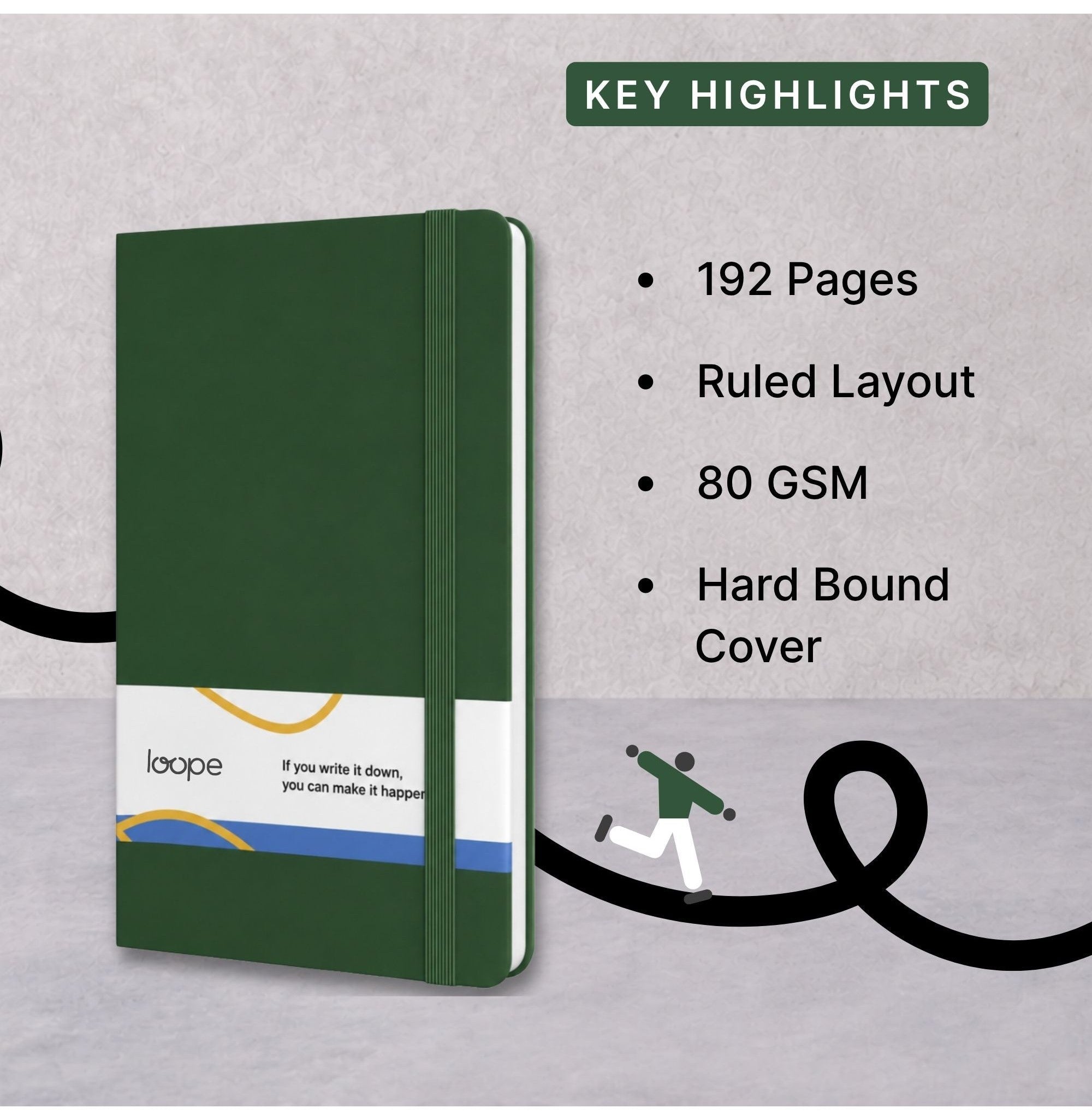 Loope Solid Notebook A6 | Green | 192 Pages | 80 Gsm | Loope | ST0067871