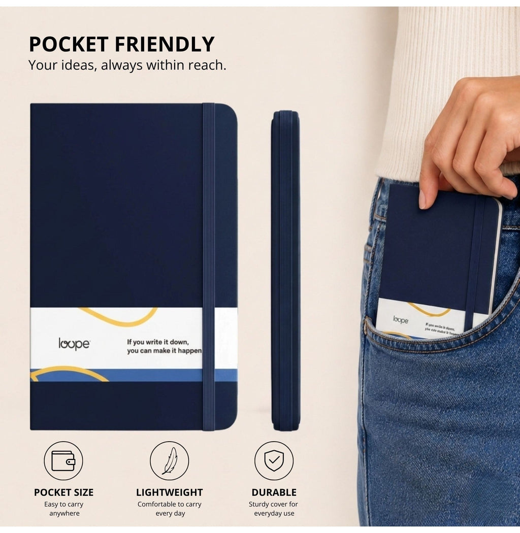 Loope Solid Notebook A6 | Blue | 192 Pages | 80 Gsm