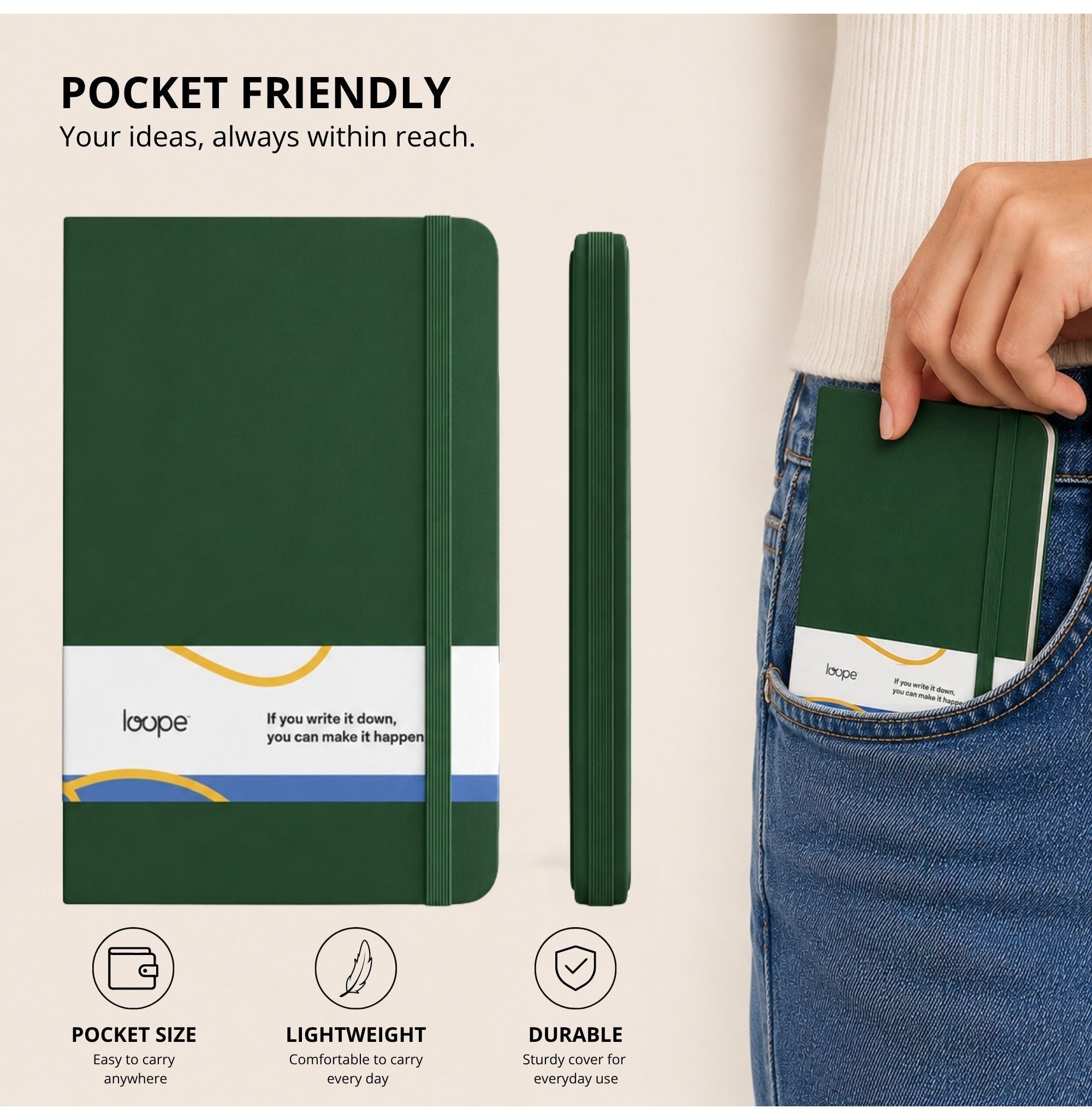 Loope Solid Notebook A6 | Green | 192 Pages | 80 Gsm | Loope | ST0067871