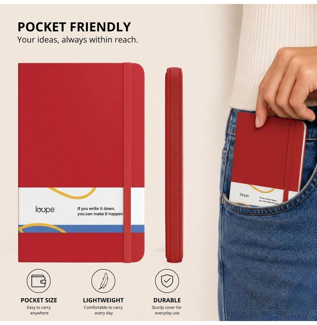 Loope Solid Notebook A6 | Red | 192 Pages | 80 Gsm