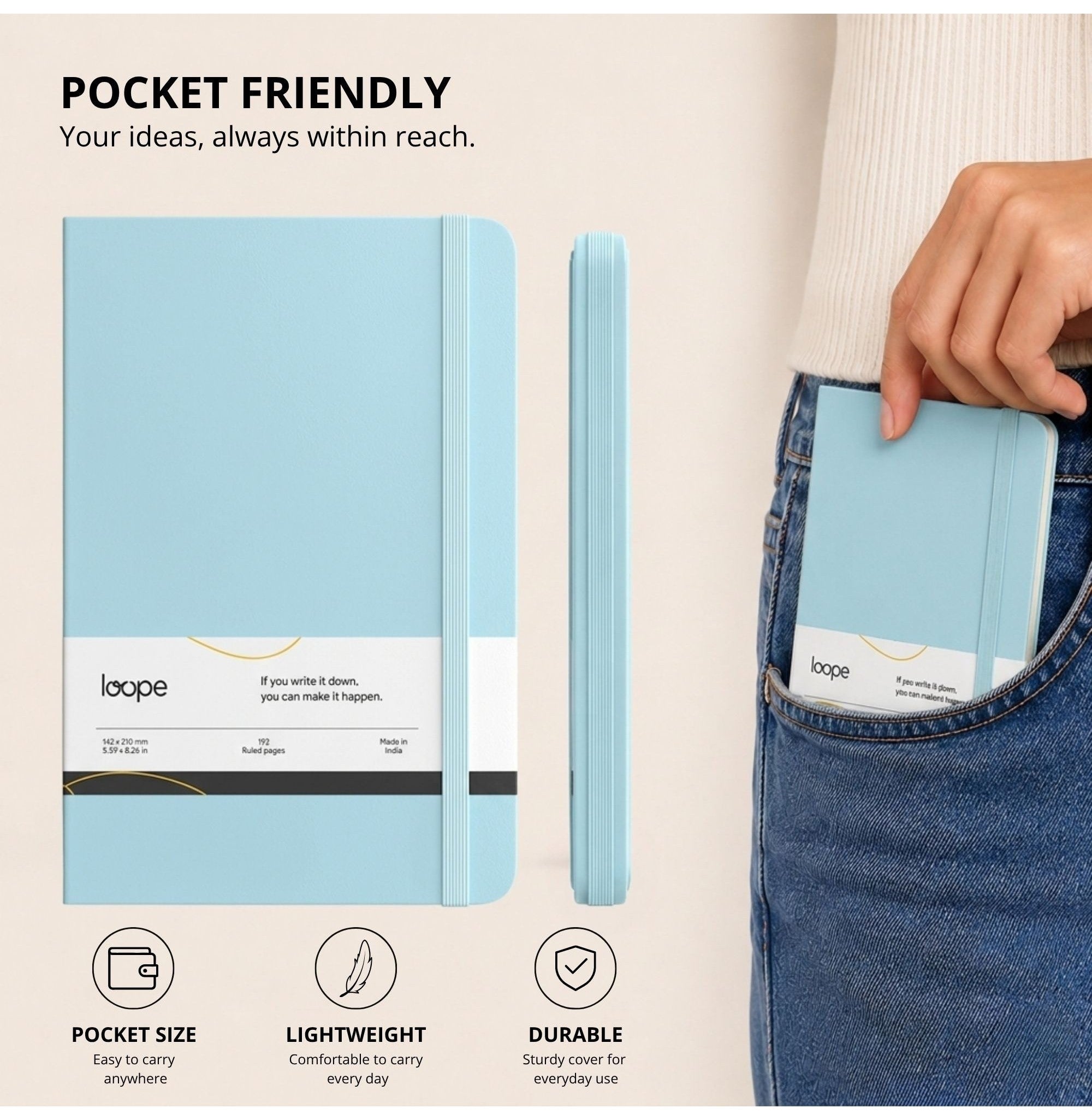 Loope Solid Notebook A6 - Cyan Blue | Loope | ST0069766