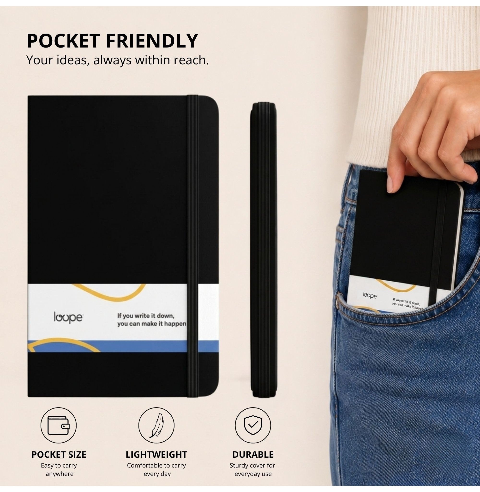 Loope Solid Notebook A6 | Black | 192 Pages | 80 Gsm | Loope | ST0067874