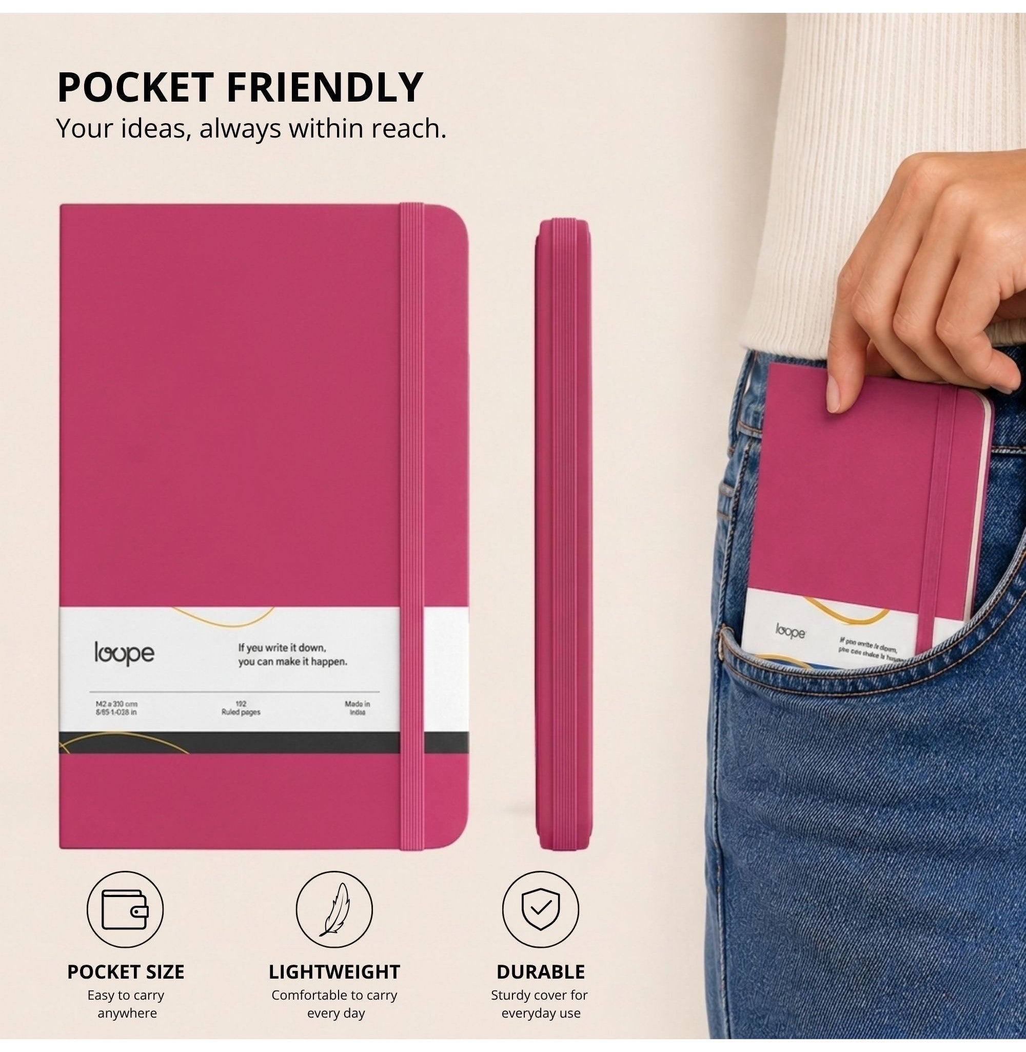 Loope Solid Notebook A6 - Pink | Loope | ST0069764