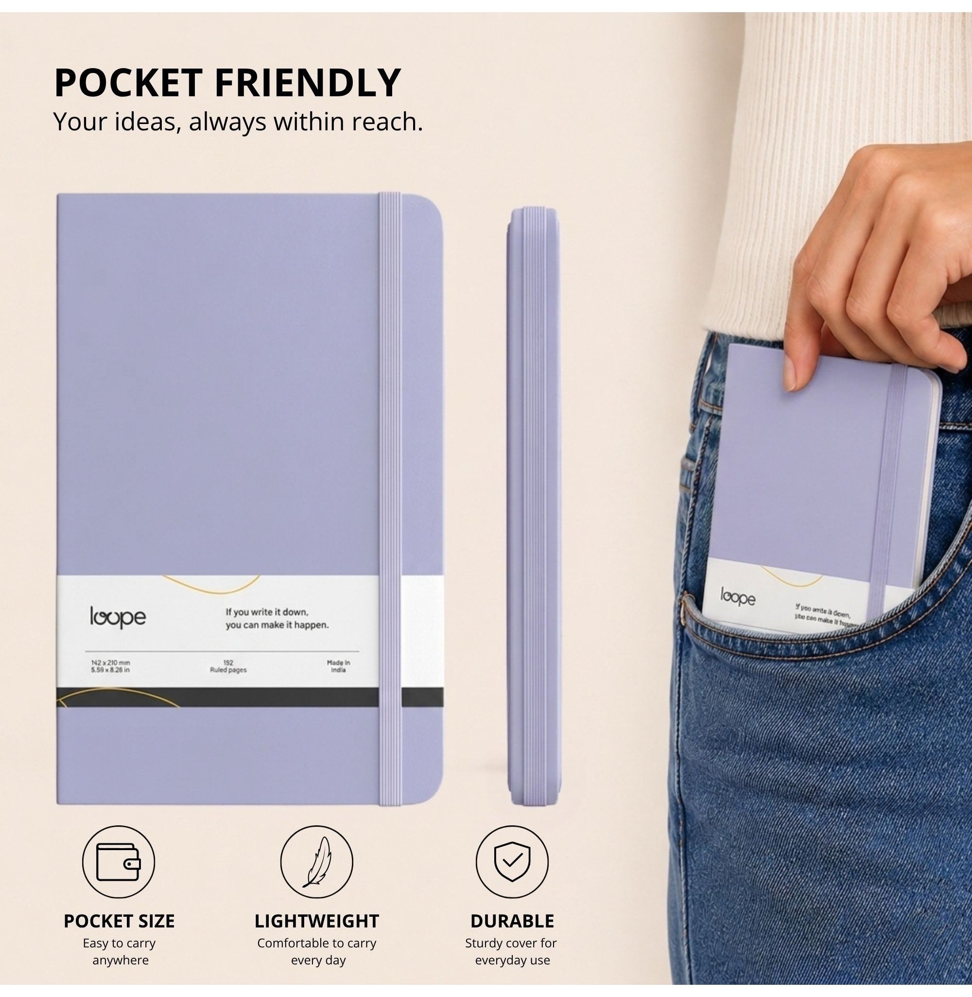 Loope Solid Notebook A6 - Lilac | Loope | ST0069765