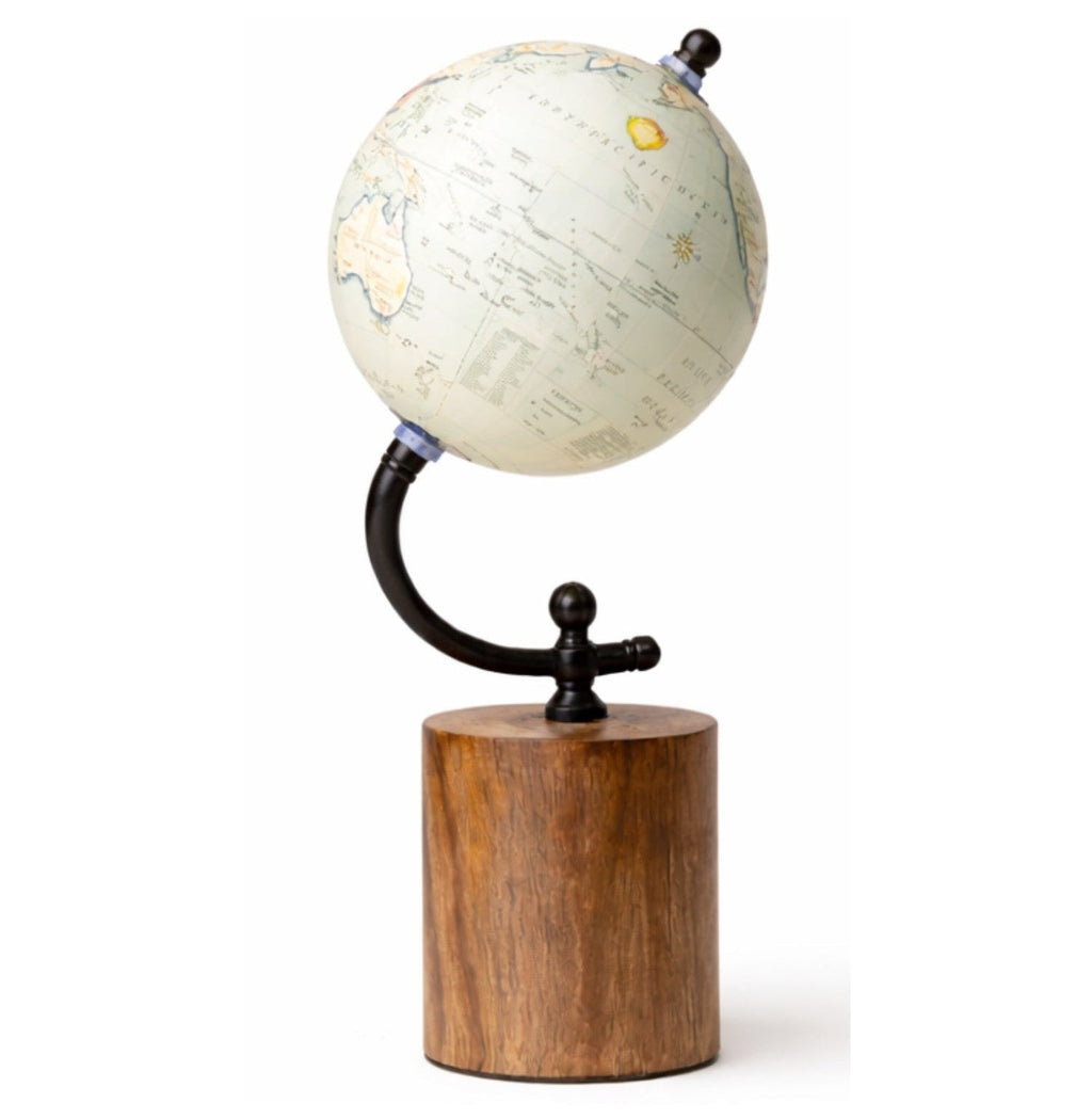 Loope Cylinder Globe Wooden Base